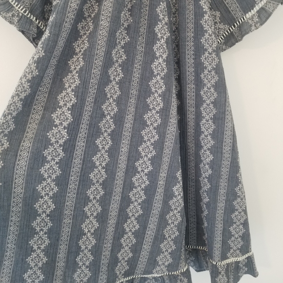 Easel BOHO Blue & White Flowy Tunic Dress Size Medium - Picture 5 of 9